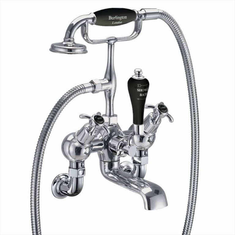 Смеситель для ванны "под наклоном" с ручным душем, настенный [AN21 BLA]  Burlington T9-QT BLA, T17-2, T2 BLA  - Вид №1