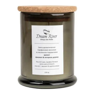 Ароматическая свеча DREAM RIVER с эвкалиптом и янтарным деревом 150 г 89432366