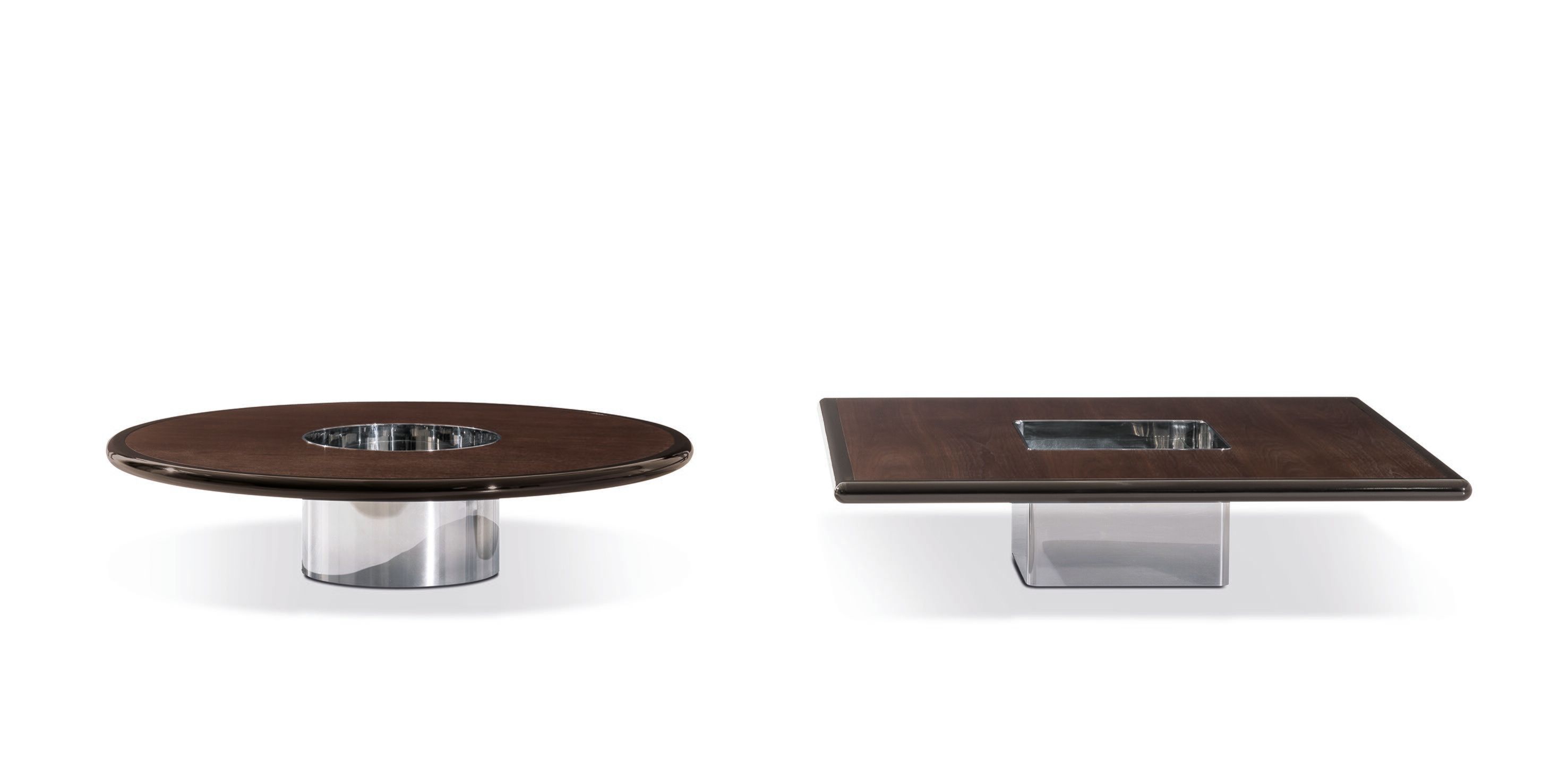 Квадратный журнальный столик из нержавеющей стали и дерева Minotti HELENE ARCH-00077102 - Вид №1