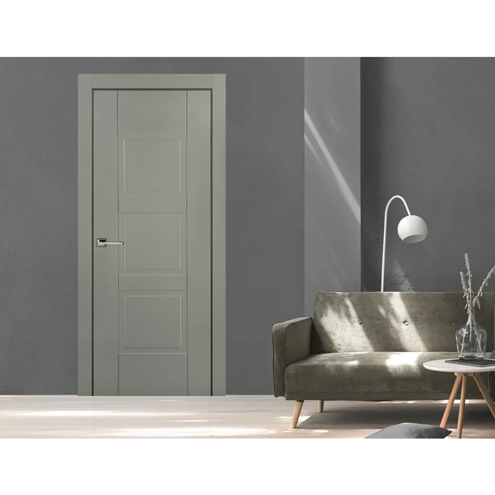 Дверь межкомнатная Этна глухая эмаль цвет грей 60x200 см (с замком) ПРИНЦИП STLM-2049451 - Вид №5