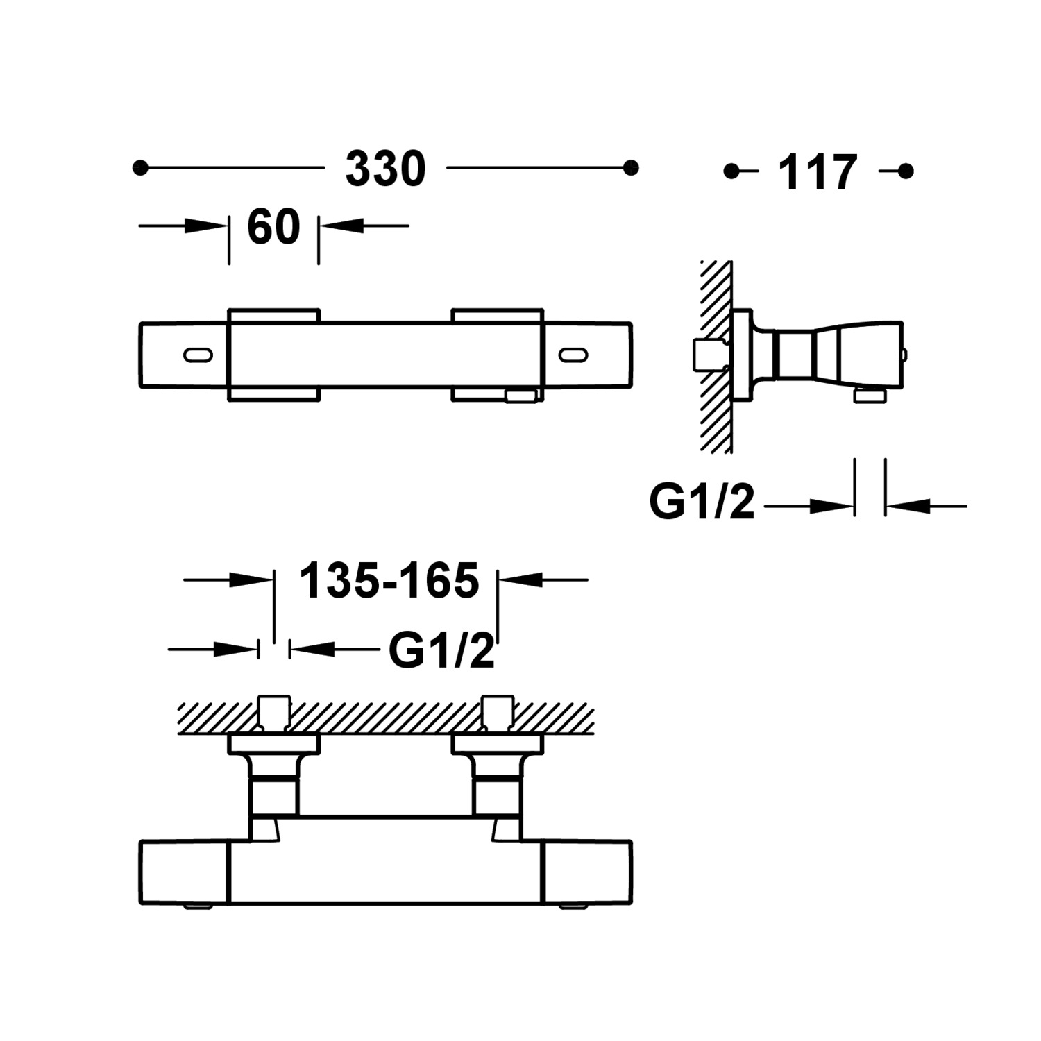 Настенный термостатический кран для душа-19016469 TRES Thermostatic - Вид №1