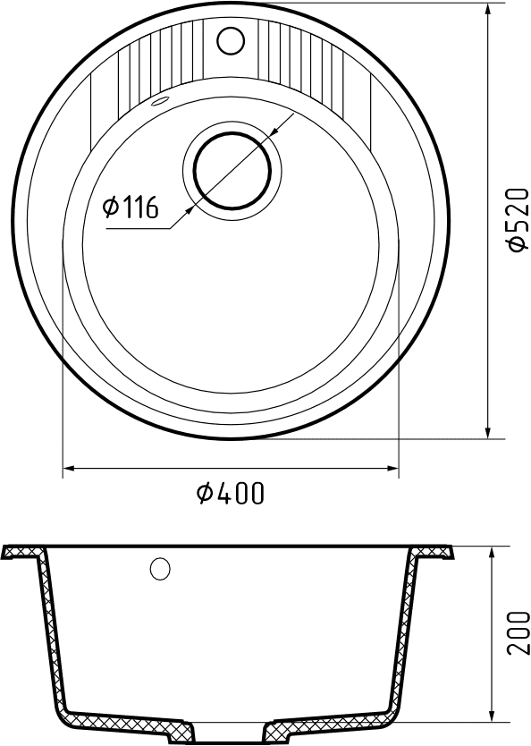 Кухонная мойка Искусственный камень RONDO S617 GranFest R-520-S617 - Вид №2