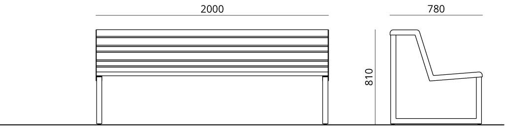 Urbantime Скамья со спинкой и двухместным сиденьем Ventiquattrore.h24 sun-id-1470050 - Вид №7