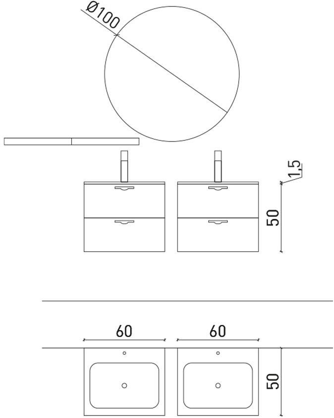 Archeda Подвесной туалетный столик с ящиками, лакированный Light sun-id-1511124 - Вид №4