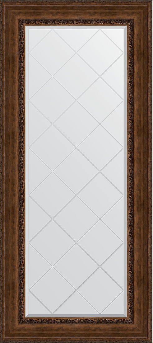 BY 4171 Зеркало с гравировкой в багетной раме - состаренная бронза с орнаментом 120 mm EVOFORM Exclusive-G