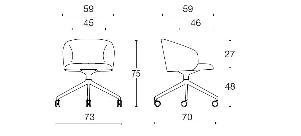 Вращающееся кресло на сиденье из ткани с колесами Diemme Loft Community ARCH-00132292 - Вид №2