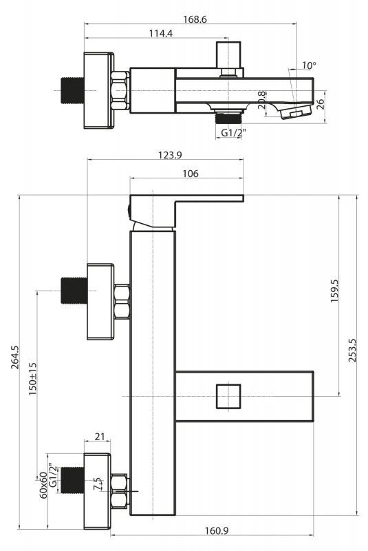 Смеситель для ванны и душа MAGNA MAG-VASM-CRM BELBAGNO  - Вид №1