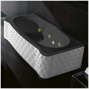 Ванна Gruppo treesse New Classic Young STX-V674B-SX-KBS-CZ чёрная с золотой фурнитурой гидромассажем и дезинфекцией прямоугольная левая белая кожа