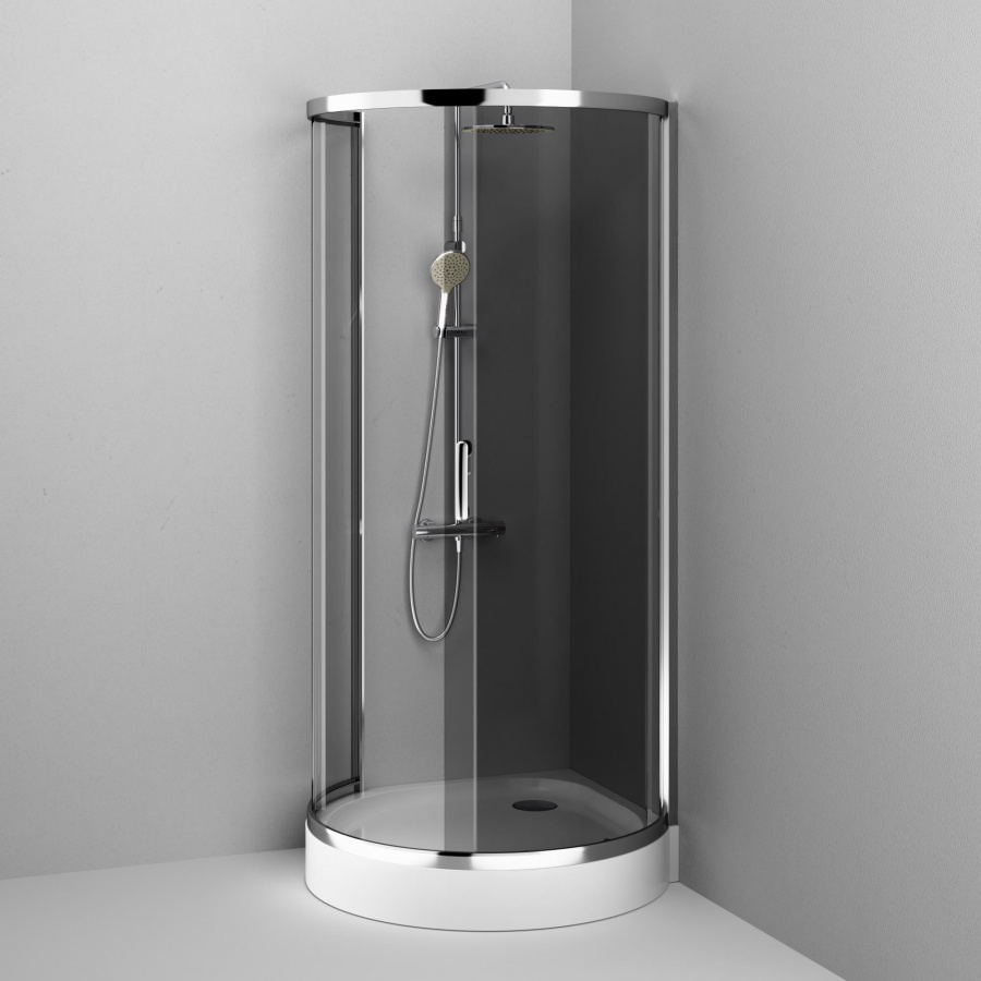 W83G-333-095CG Round 95 Душевое ограждение Round 95x95 стекло тонированное проф хром гля AM.PM Like - Вид №3