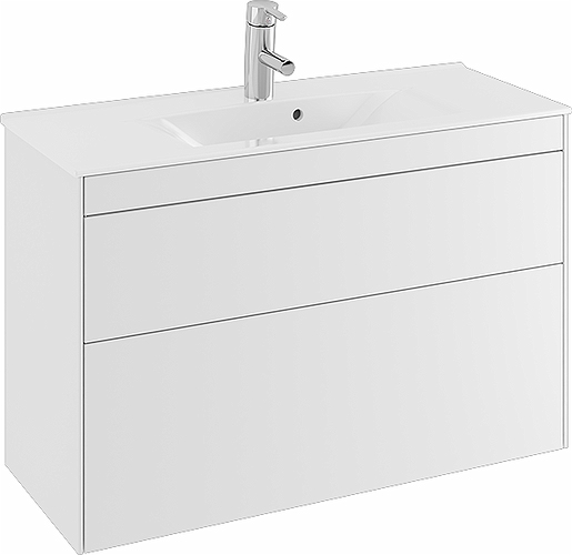 47370 IFO Sense напольная тумба для тонкой раковины с двумя ящиками, компактная, W = 600 мм, W1 = 615 мм, белая - Вид №7