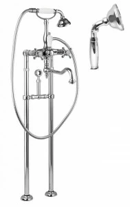 Напольный смеситель для ванны с повор.изливом кронштейном для слива-перелива CEZARES GOLF-VDPS2-01-M
