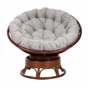 Кресло-качалка круглое из ротанга с подушкой коньяк Papasun Swivel Rocker IMPEX  00-3885603 Коричневый;серый