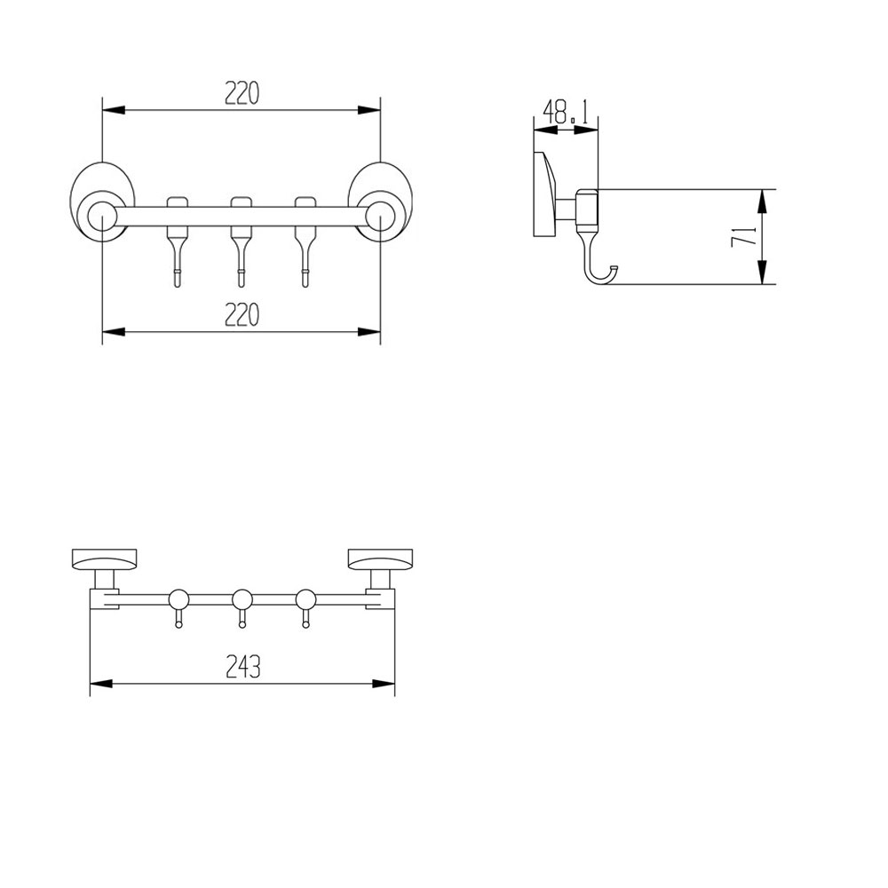 Планка с 3-мя крючками Raiber R70122 R70122 Santreyd  - Вид №2