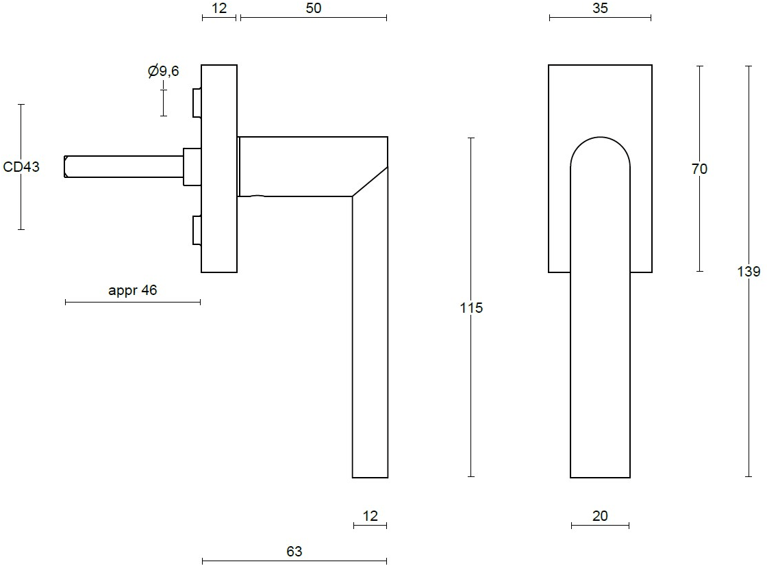 Formani Оконная ручка из нержавеющей стали dk на пластине Arc sun-id-1352206 - Вид №1
