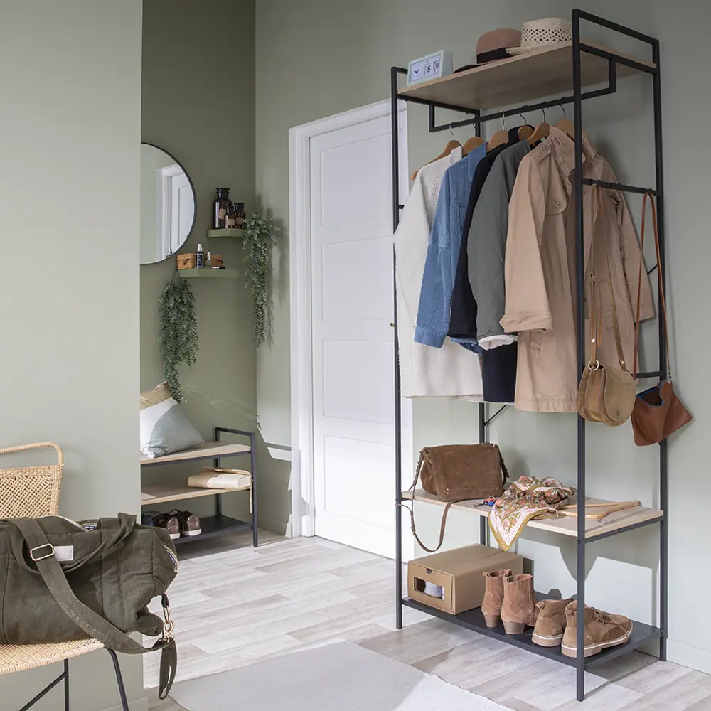 Вешалка напольная Spaceo 80x200x45 см металл цвет бежевый чёрный Вешалка гардеробная STLM-2031035 - Вид №3
