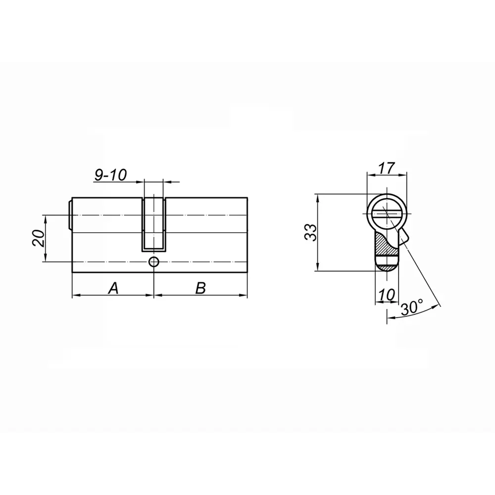 Цилиндр Palladium ZN 90 C ET SN, 45x45 мм, ключ/ключ, цвет матовый никель STLM-2084055 - Вид №3