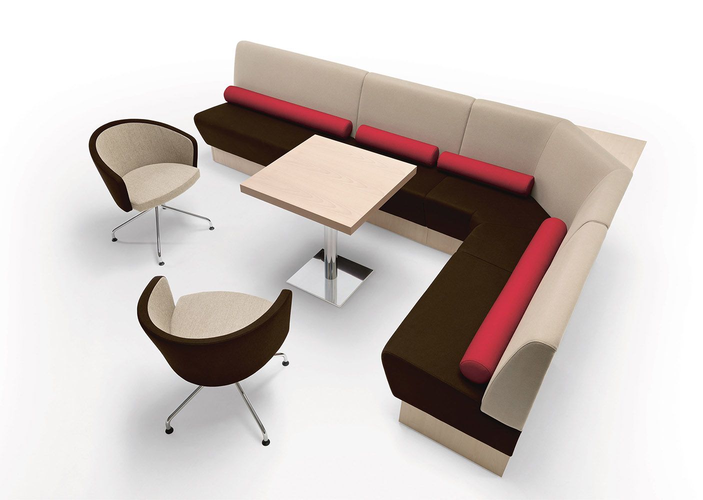 Space 249 Модульная система сидений. Сиденье и спинка обитые. Ламинат спереди, по бокам и сзади (толщина борта 2 см). Линейный модуль 120см. Спинка H 87 см. Et al. Space - Вид №1