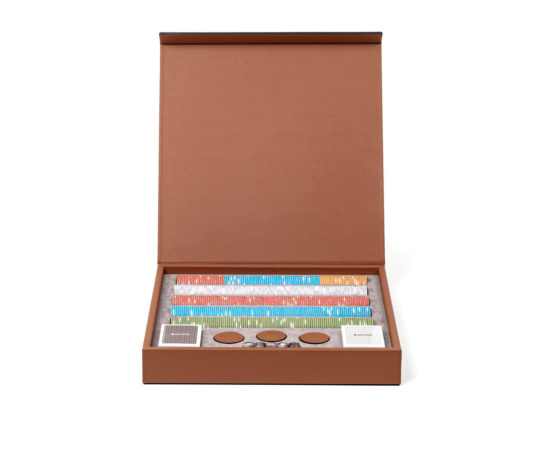 Набор для игры в покер - 42X42XH6 см / тканая кожа_coffee Pinetti 00.1026.061.015