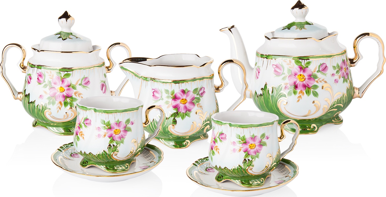 10621573 Промыслы Вербилок Сервиз чайный 6/15 "Кузнецовский" "Нежность" Фарфор 