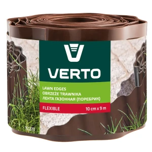 Лента бордюрная Verto 10см х 9м пластик коричневый