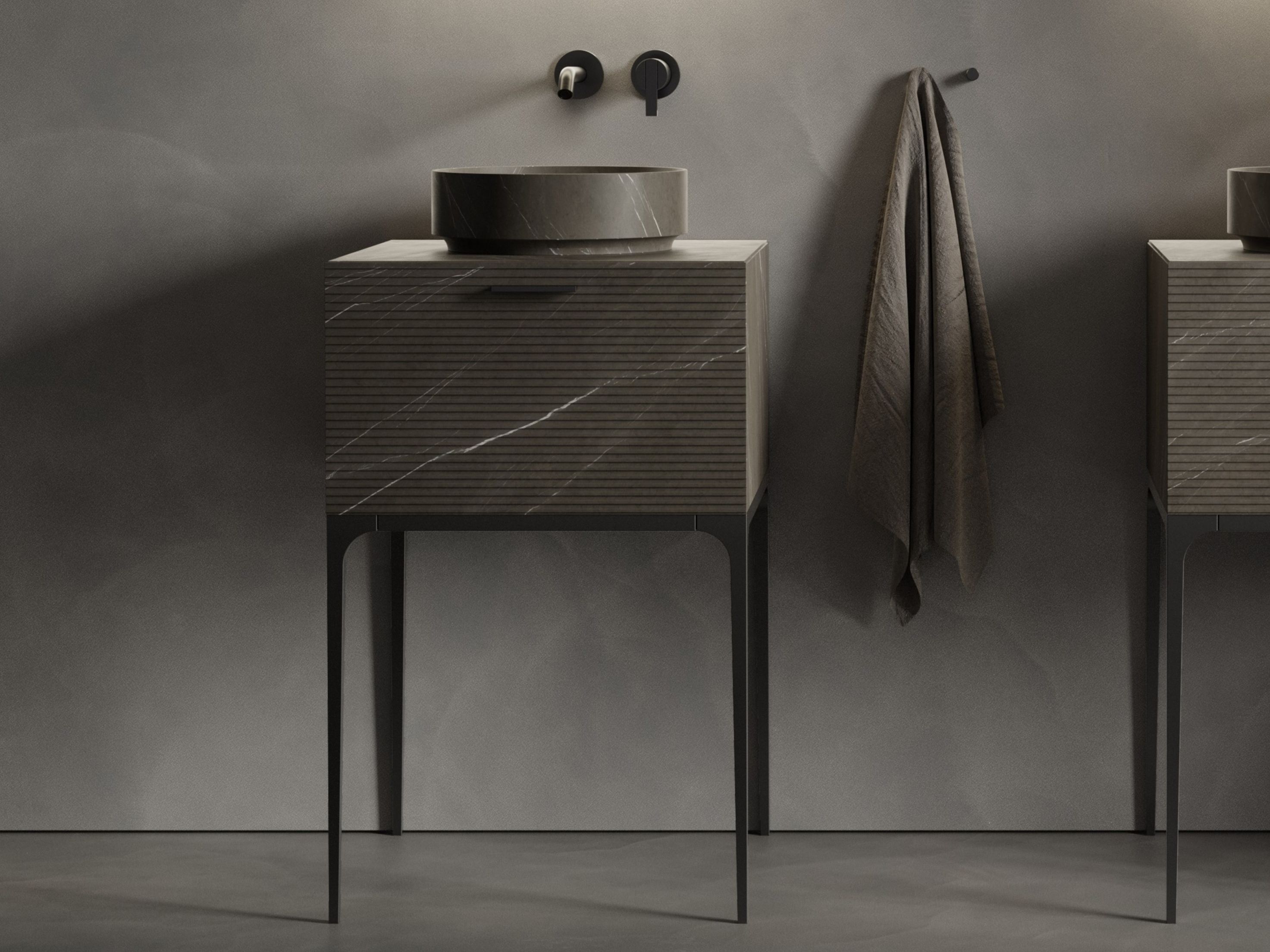 Мраморный одиночный напольный умывальник с ящиками Inbani решетки ARCH-00072077