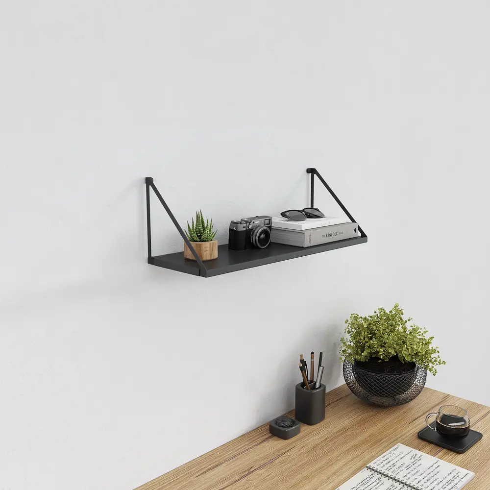 Настенная полка Бостон 60x20 см сталь цвет черный Santreyd STLM-2177267