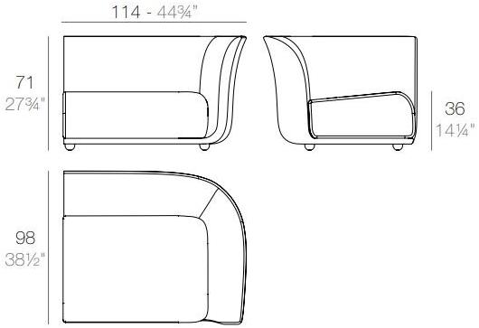 VONDOM Садовый диван из модульной ткани Suave sun-id-1385905 - Вид №16