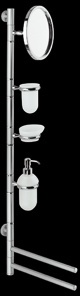 MS443 Стойка подвесная с увеличительным зеркалом, стаканом, мыльницей, дозатором и 2 держателями для полотенец bagno&associati Complementi