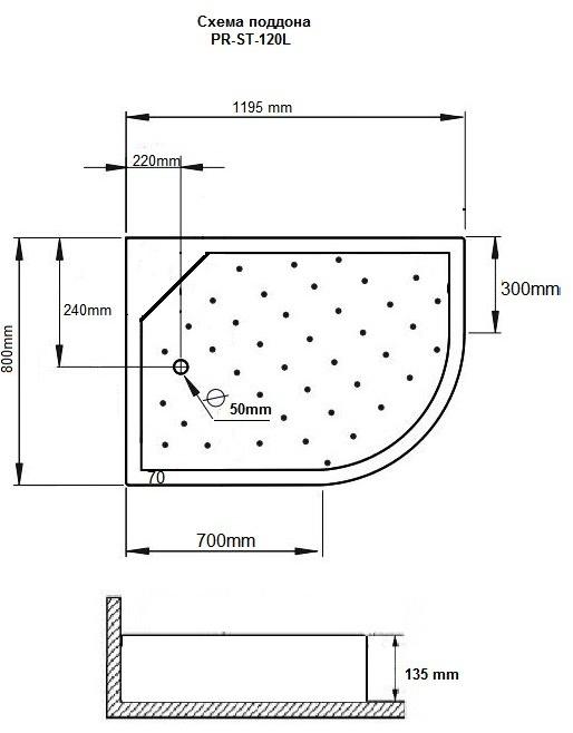Душевой поддон GROSSMAN PR-120R (120x80)  - Вид №1