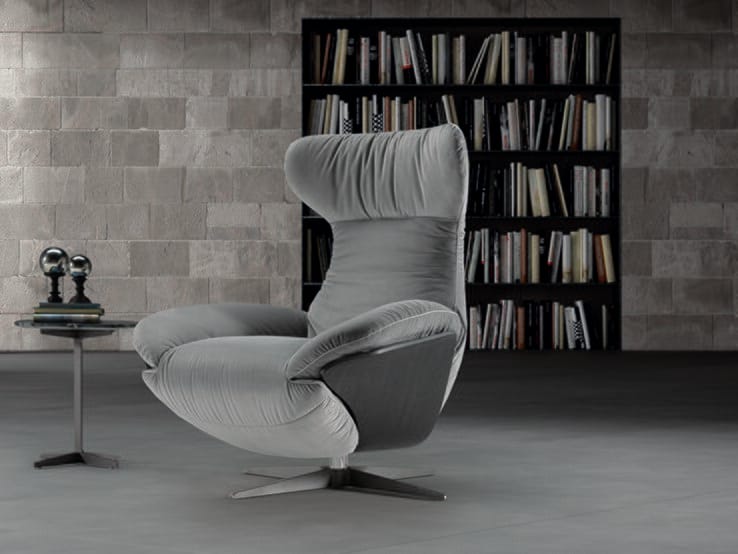 Тканевое вращающееся кресло с подставкой для ног Natuzzi Italia ILIA ARCH-00106966 - Вид №4