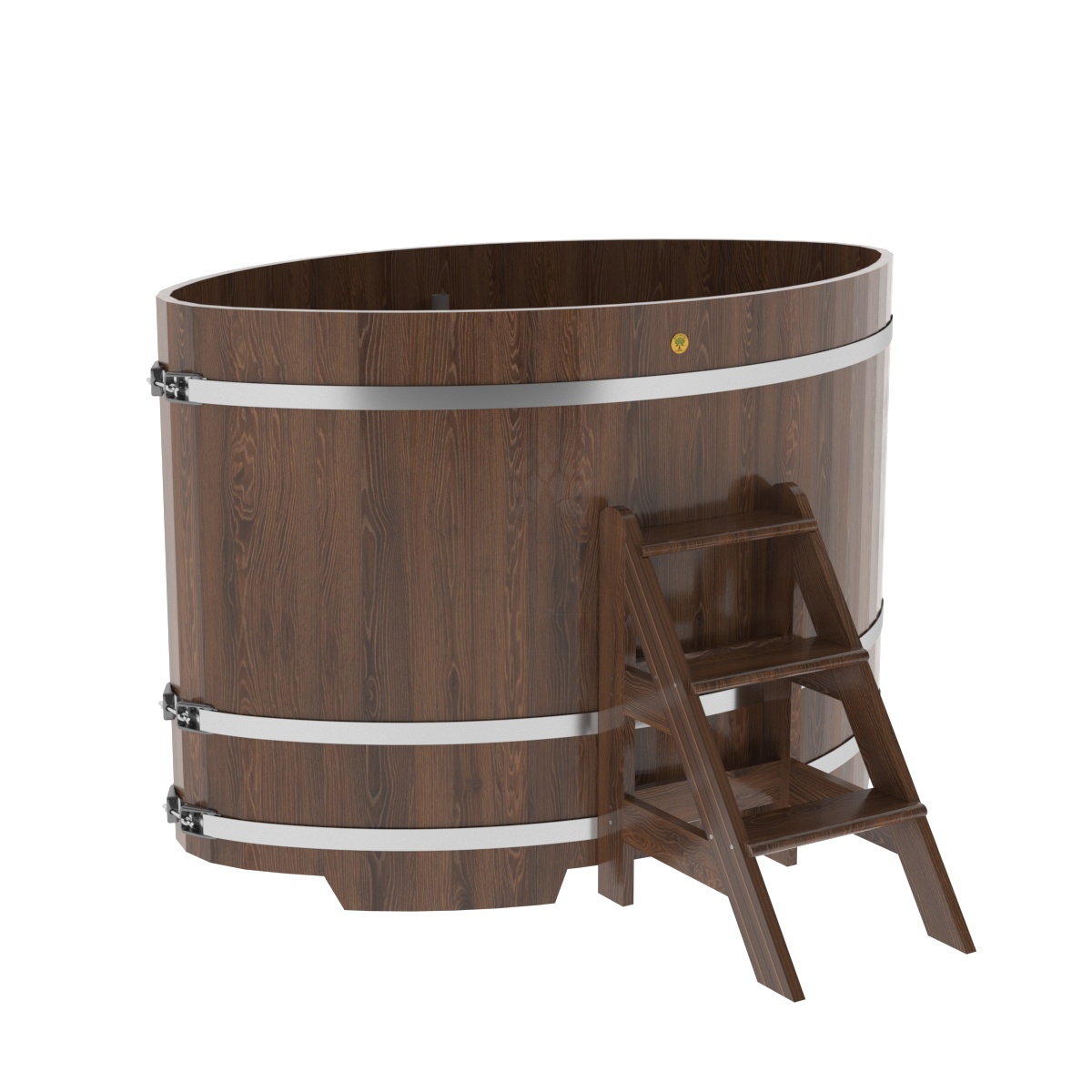 1322 Купель овальная из дуба 1,08х1,75х1,2 морёная Alyarus 