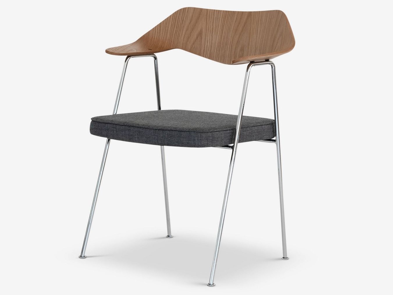 Стул с подлокотниками из ткани и шпона Case 675 ARCH-00055049 - Вид №2