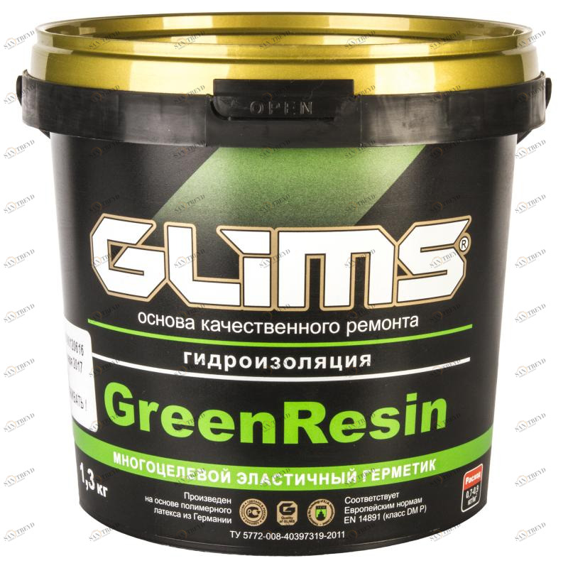 Гидроизоляция эластичная Glims GreenResin 1,3кг 4995