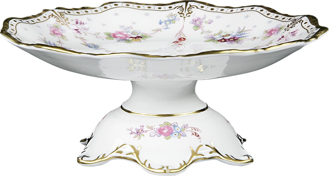 52753 Royal Crown Derby Блюдо на ножке Royal Crown Derby "Роял Антуанетта" 16см Фарфор костяной 