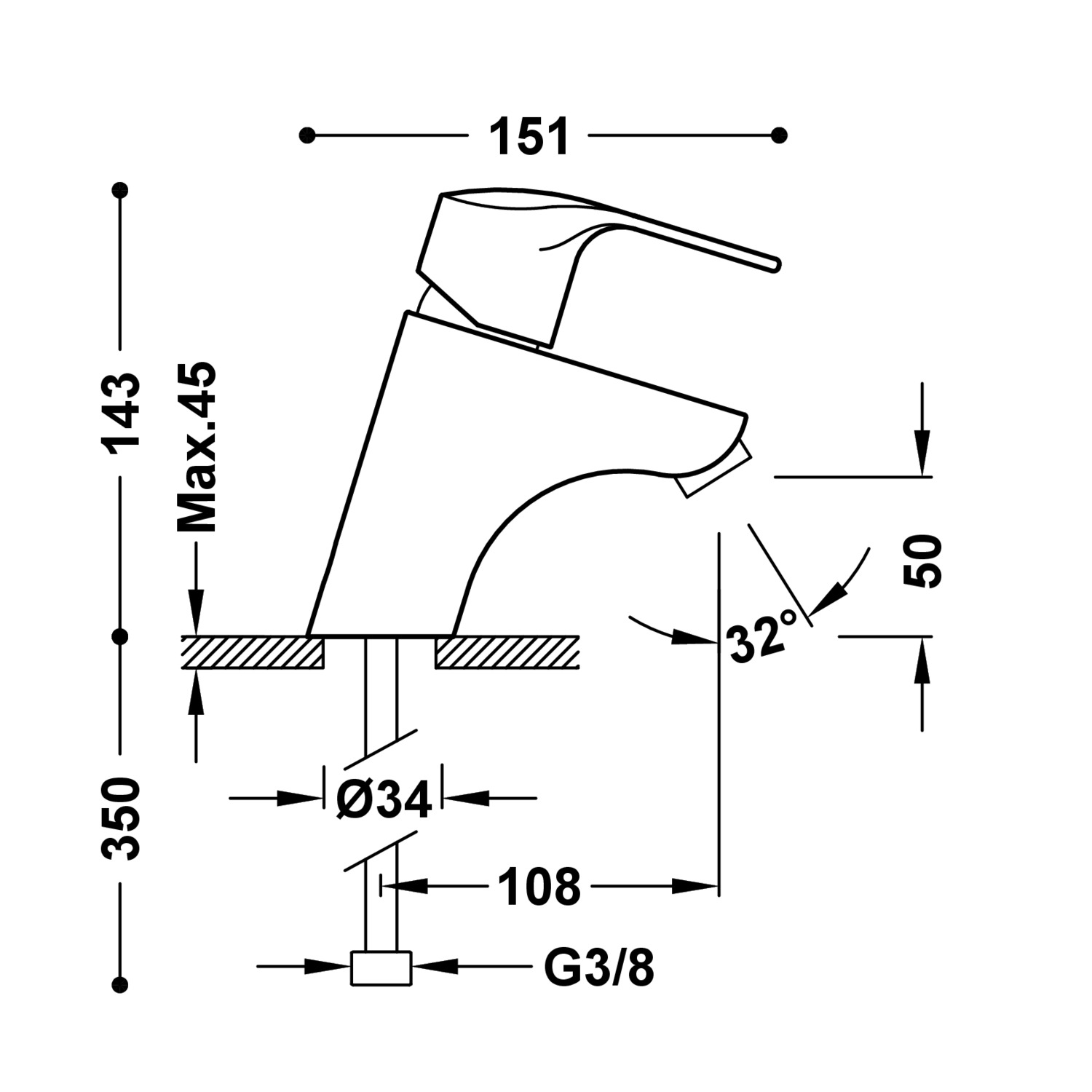 Смеситель для умывальника K-TRES с одной ручкой-169103 TRES  - Вид №1