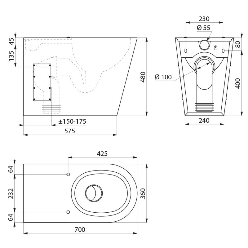 110700 Унитаз напольный 700 P DELABIE  - Вид №1
