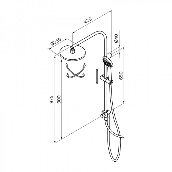 35496350 BASIC Смеситель с фиксированной внешней колонкой Хром GRB MIXERS E-PLUS - Вид №1