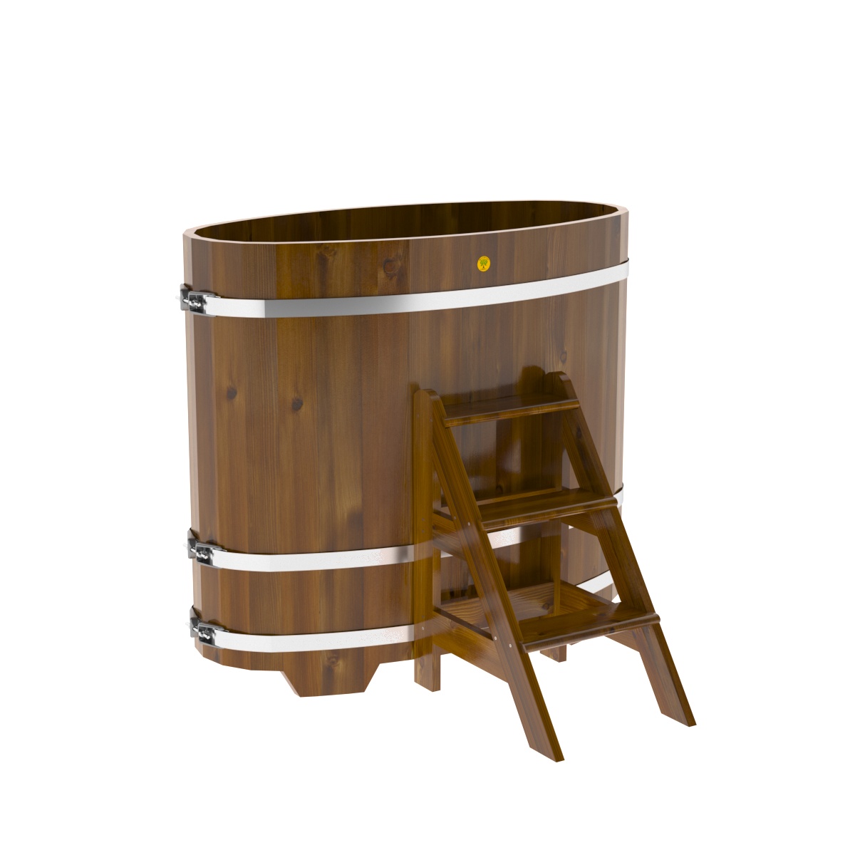 2254 Купель овальная из лиственницы Рустик 0,69х1,31х1,2 морёная Alyarus  - Вид №1