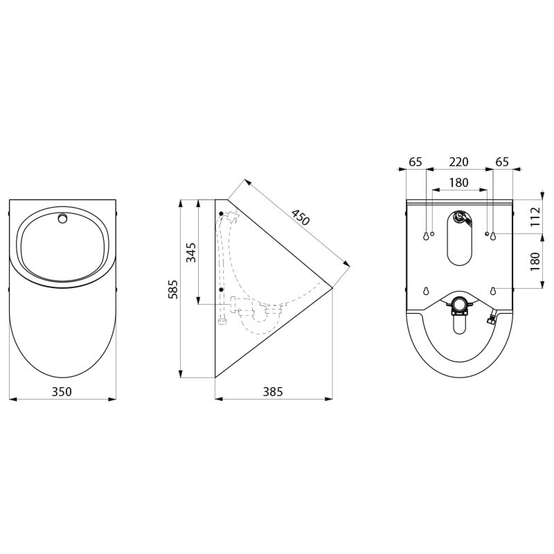 164770 Писсуар подвесной DELTA HD DELABIE  - Вид №1