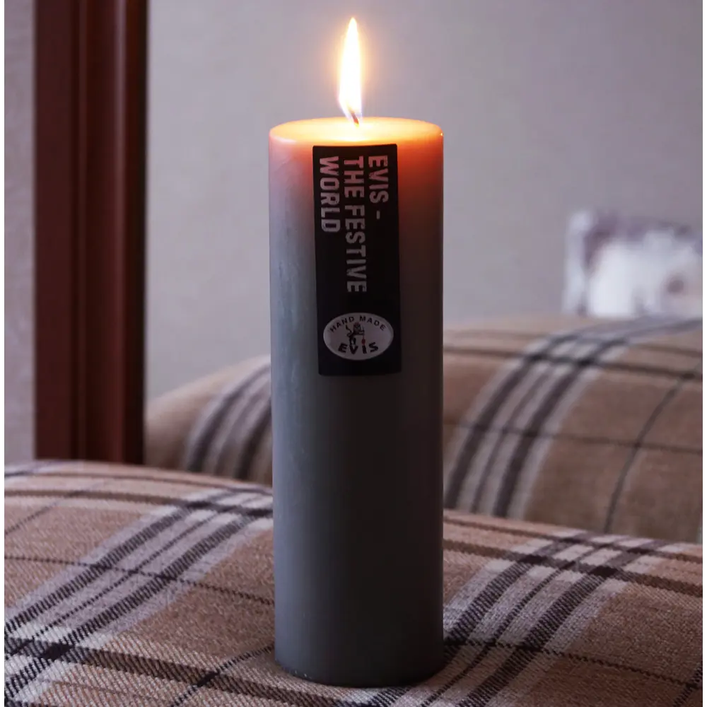 Свеча столбик Цилиндр средняя серая 10 см EVIS STLM-2163646 - Вид №1