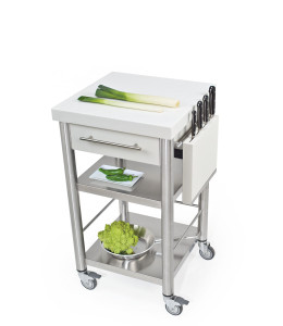 Отдельно стоящий кухонный модуль из нержавеющей стали с ручками