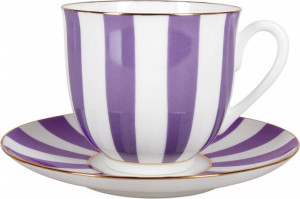 10611686 Императорский фарфоровый завод Чашка с блюдцем "Да и нет" (с отв.фиолет.) "Ландыш 2" Фарфор костяной