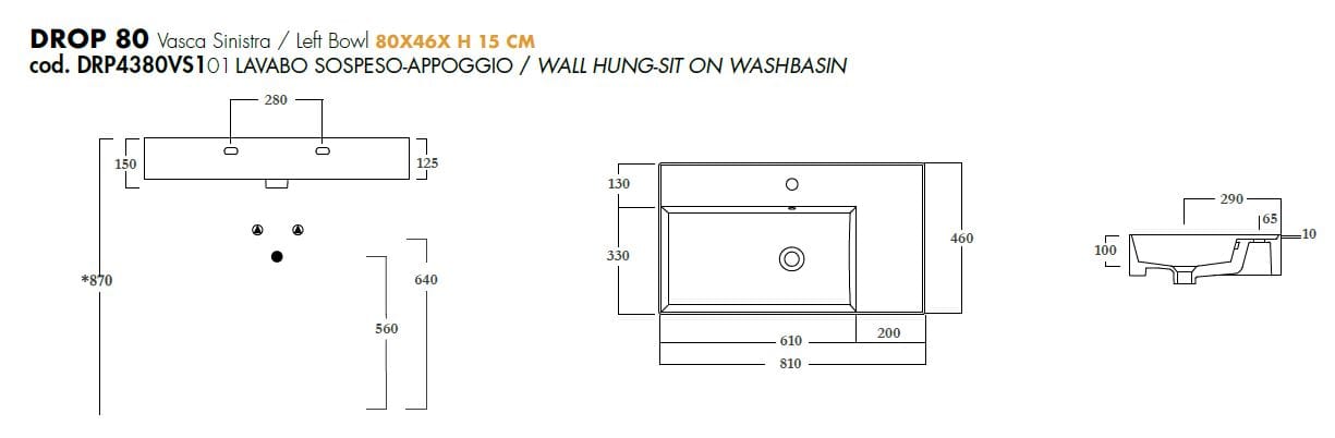 Керамическая одиночная прямоугольная раковина Olympia Ceramica DROP ARCH-00136620 - Вид №10