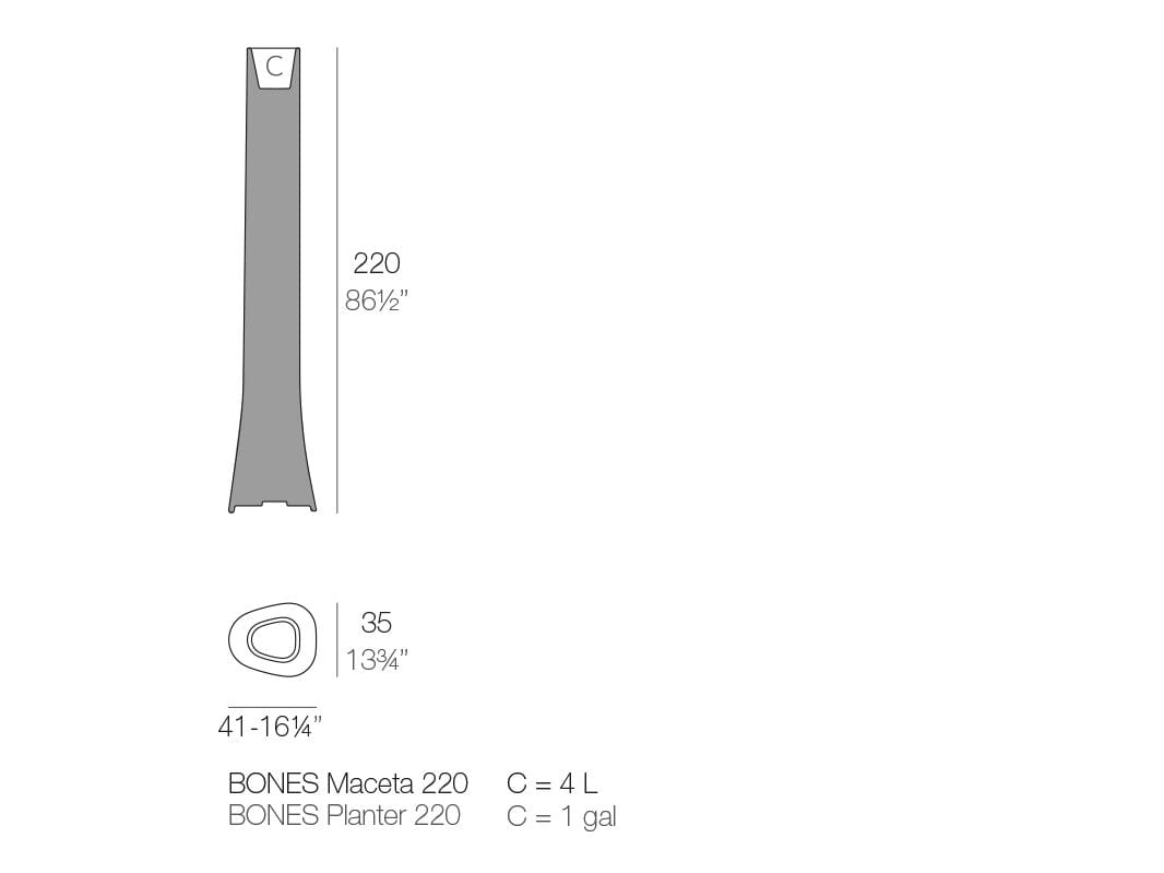 Высокий садовый горшок из смолы Vondom Bones ARCH-00048511 - Вид №6