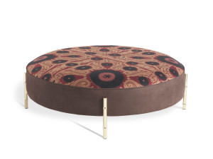 Круглый мягкий пуф из ткани и нубука