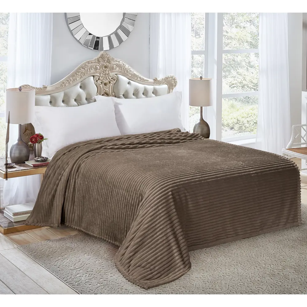 Плед Strips 150x200 см велсофт цвет шоколадный Santreyd STLM-2070023 - Вид №4