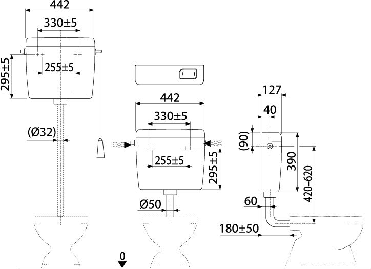 Универсальный бачок для унитаза ALCA UNI Старт/Стоп ALCAPLAST A9412 - Вид №1
