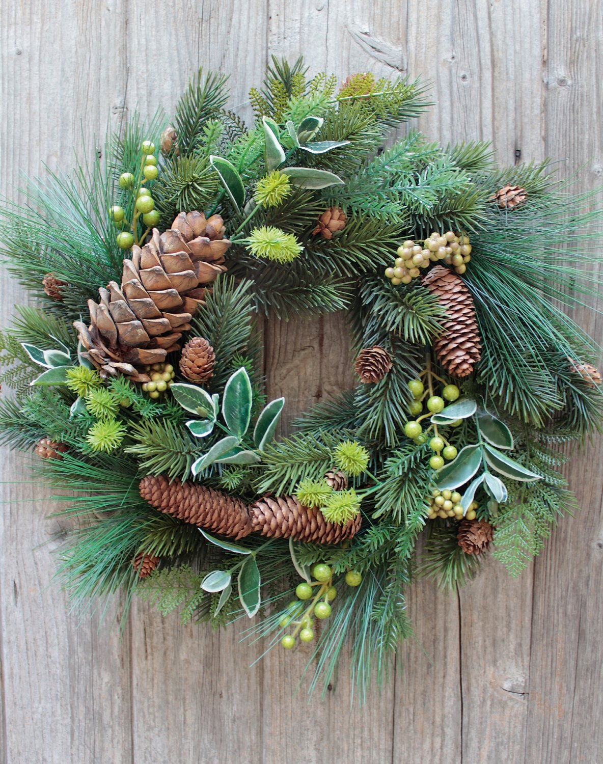 2007 883 a3 Искусственный венок 'ель / ягоды / шишки', ø 45 см, зеленый H-andreas  - Вид №7