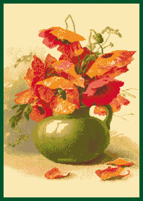 145х230кл Схема для вышивания цв. А3 ДК-314 "Маки в вазе" Santreyd 