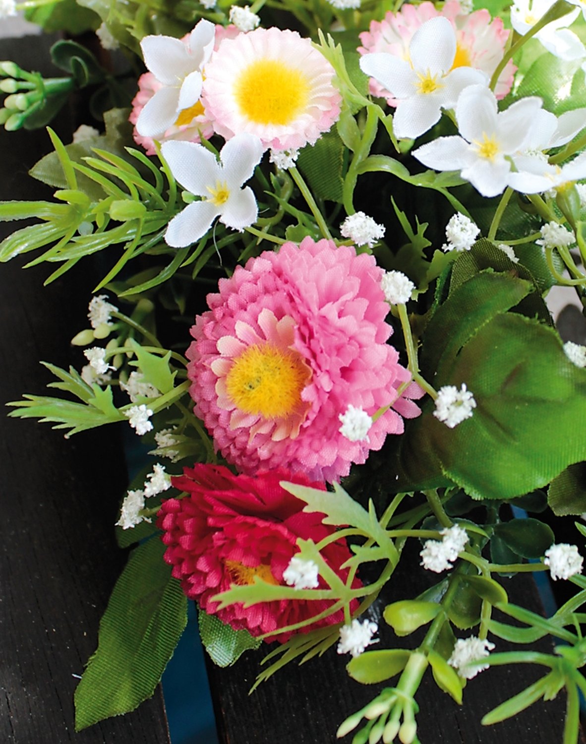 3163 510 a3 Венок из искусственных цветов 'Искусственные ромашки', Ø28см, розовый H-andreas  - Вид №3